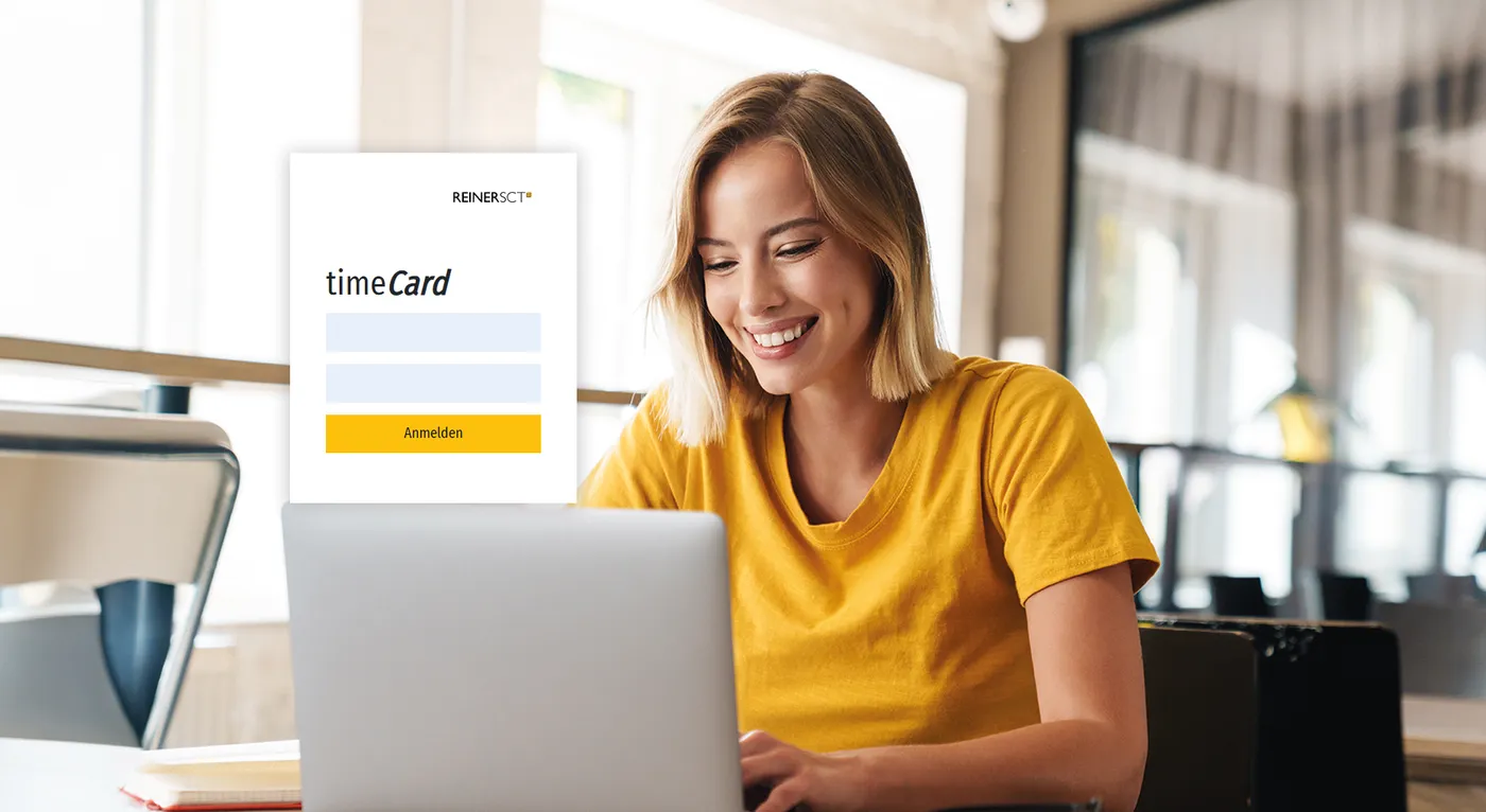 timeCard Zeiterfassung im Browser: Anmeldung und Buchungsübersicht