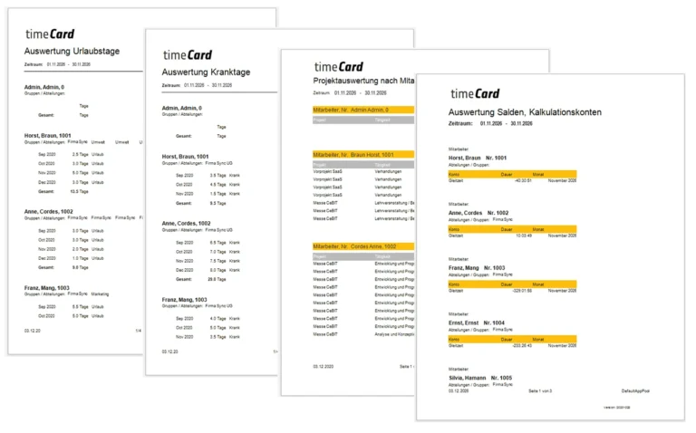 smoodiTime: Screenshot von timeCard Zeiterfassung