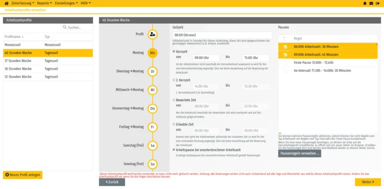 smoodiTime: Screenshot von timeCard Zeiterfassung